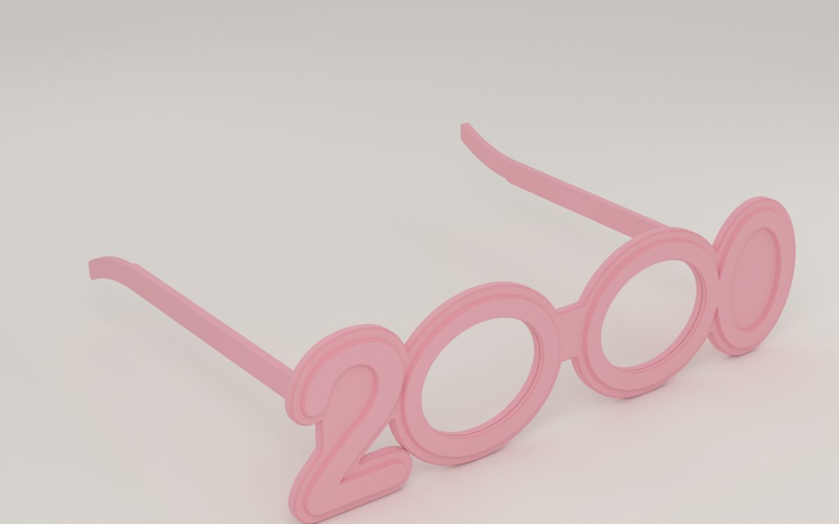 Render of the adult size 2000 glasses, pink, viewed from an angle