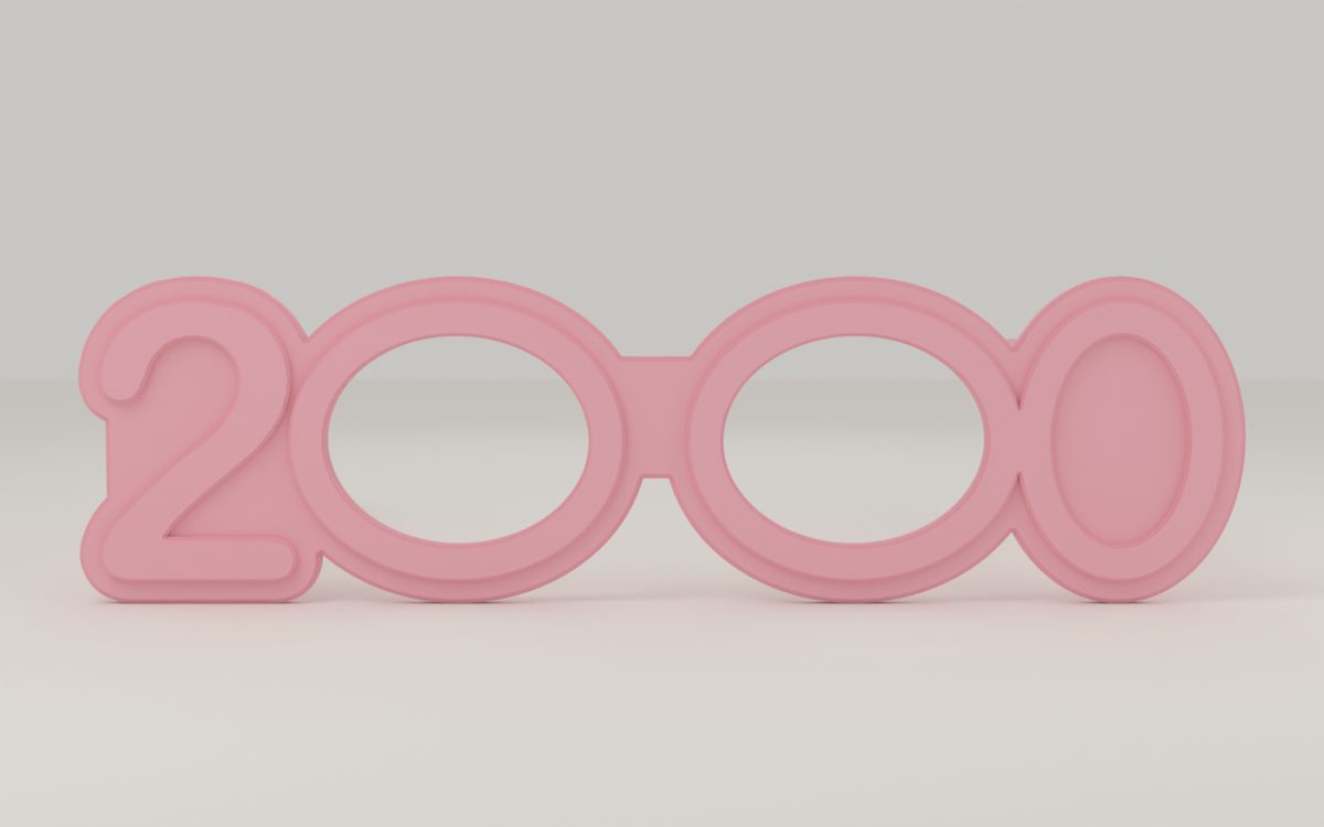 Render of the child size 2000 glasses, pink, viewed from the front