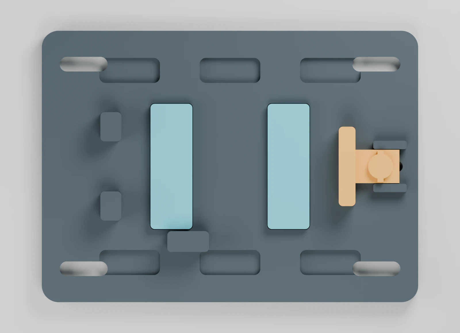 CAD view showing the housing position and locating features