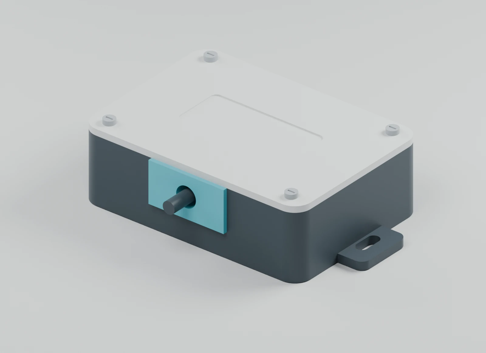 Assembled CAD view of the electronics enclosure with its fitted lid