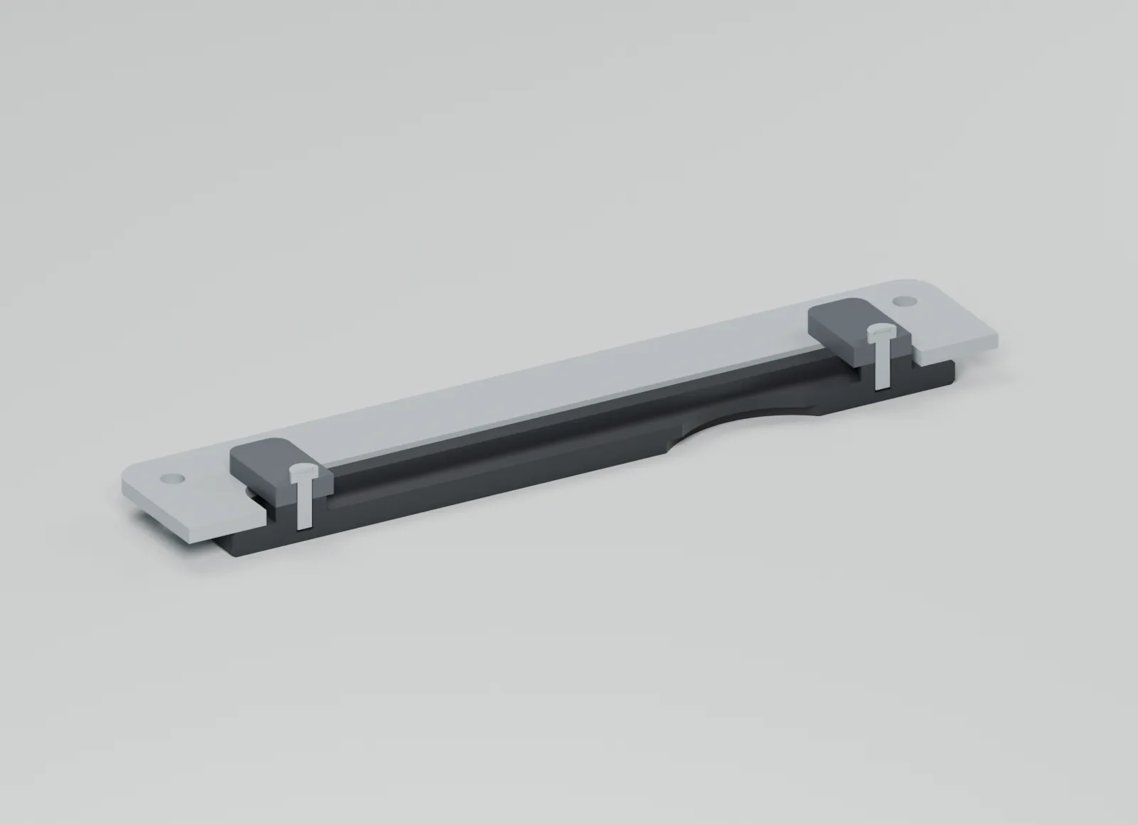 CAD half-section showing the panel between the front fascia and rear retainers