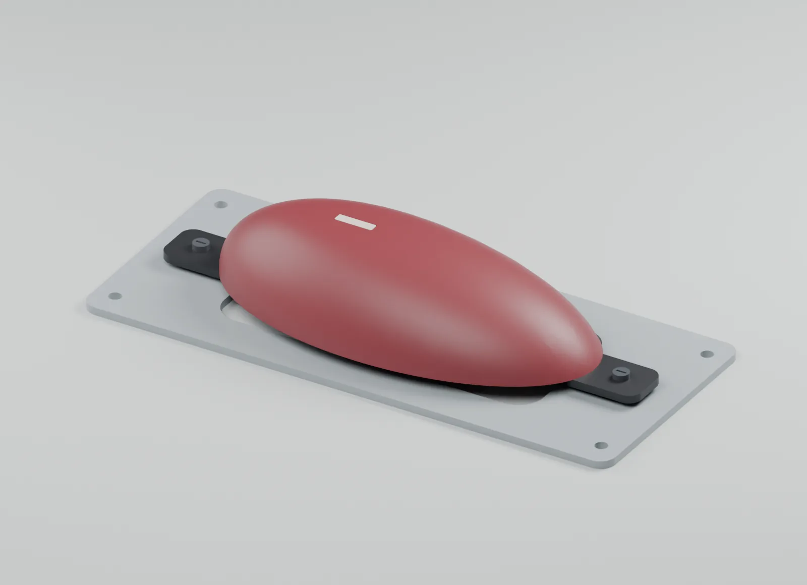 Assembled CAD view of the curved trim cover and mounting carrier