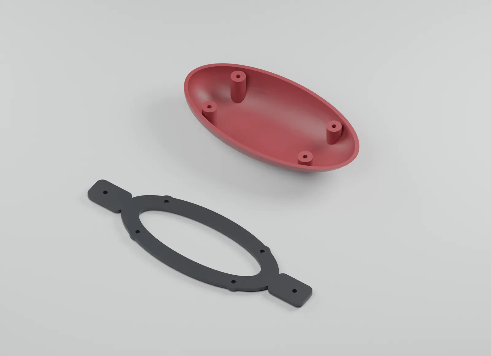 CAD view of the trim skin and its interface with the mounting carrier