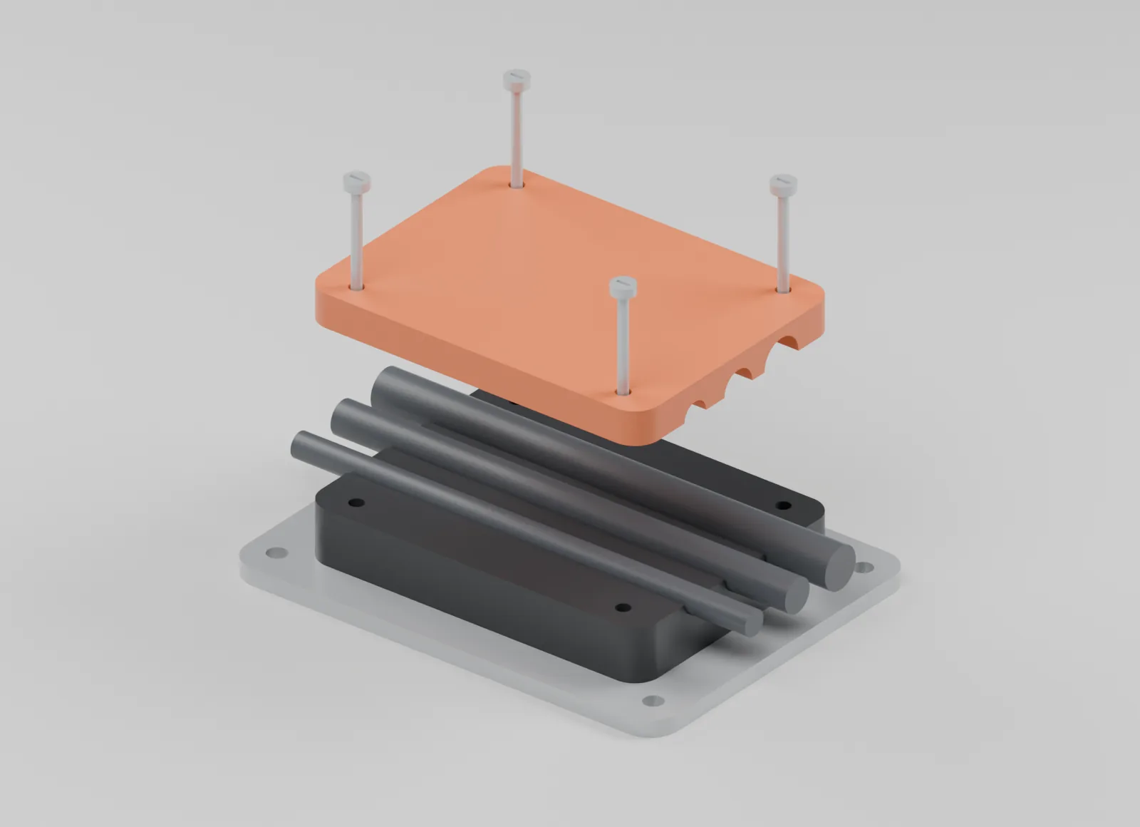 Exploded view of kayak accessory cable guide