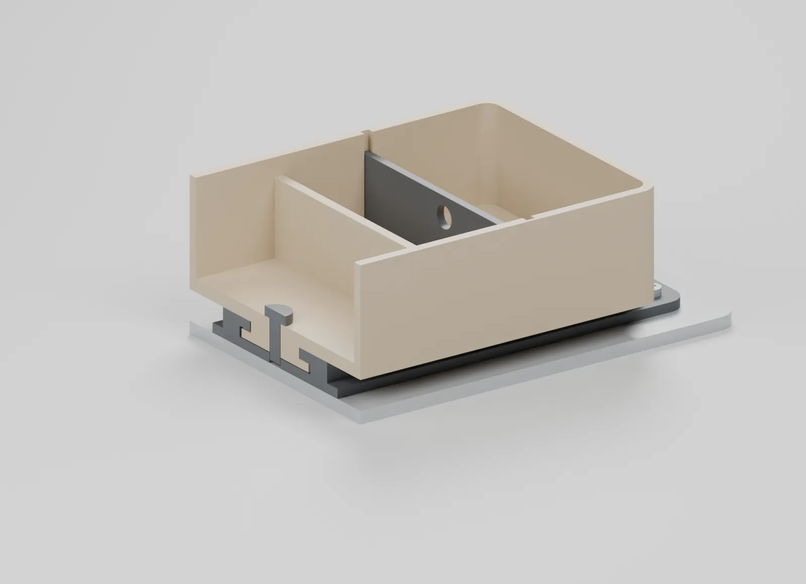 Section through organizer rail and indexing pin