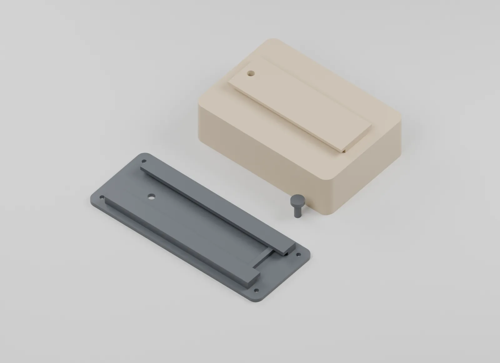 Tray underside beside the mounting channel