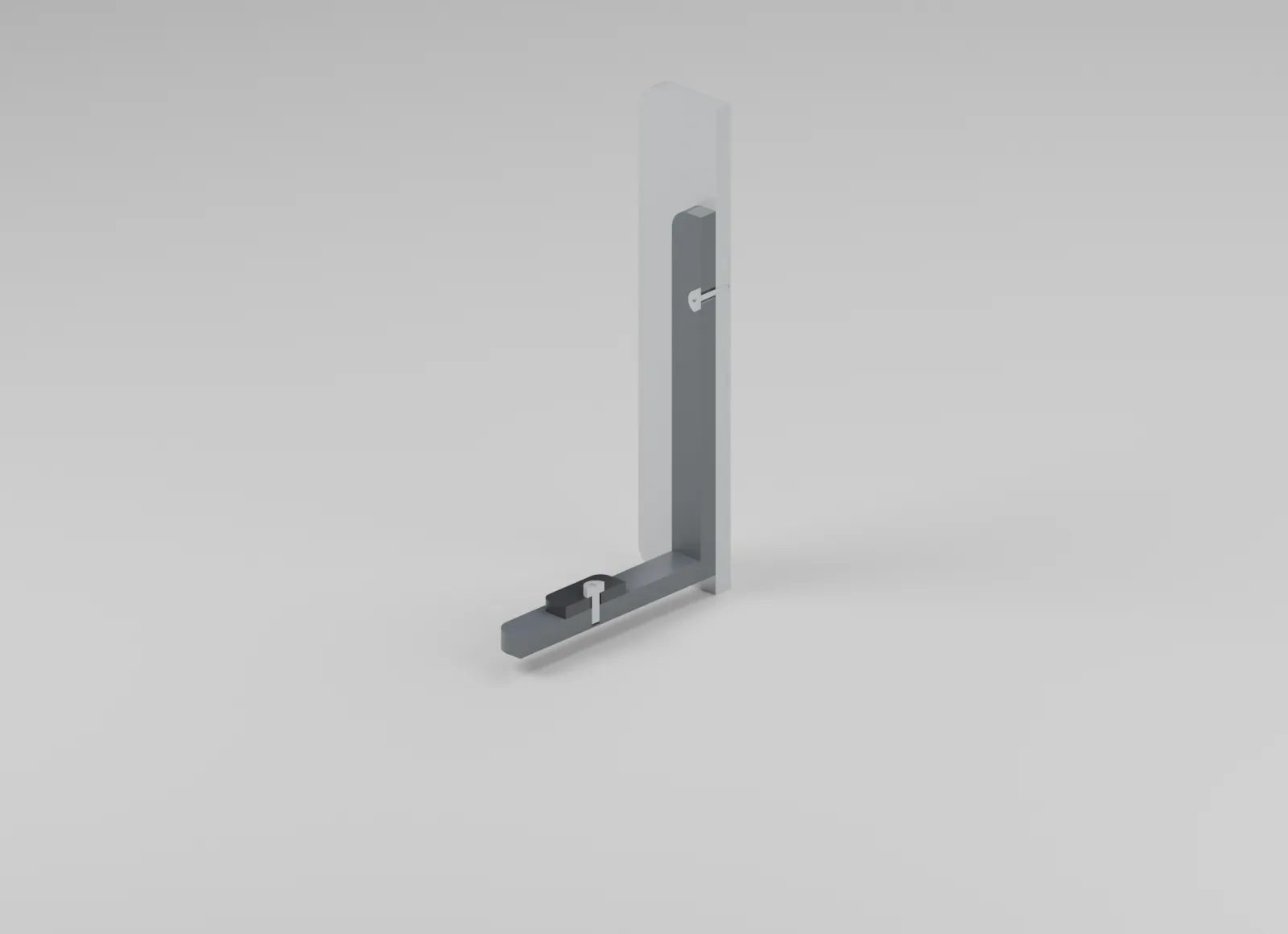 Section through cover tab and shelf fastening