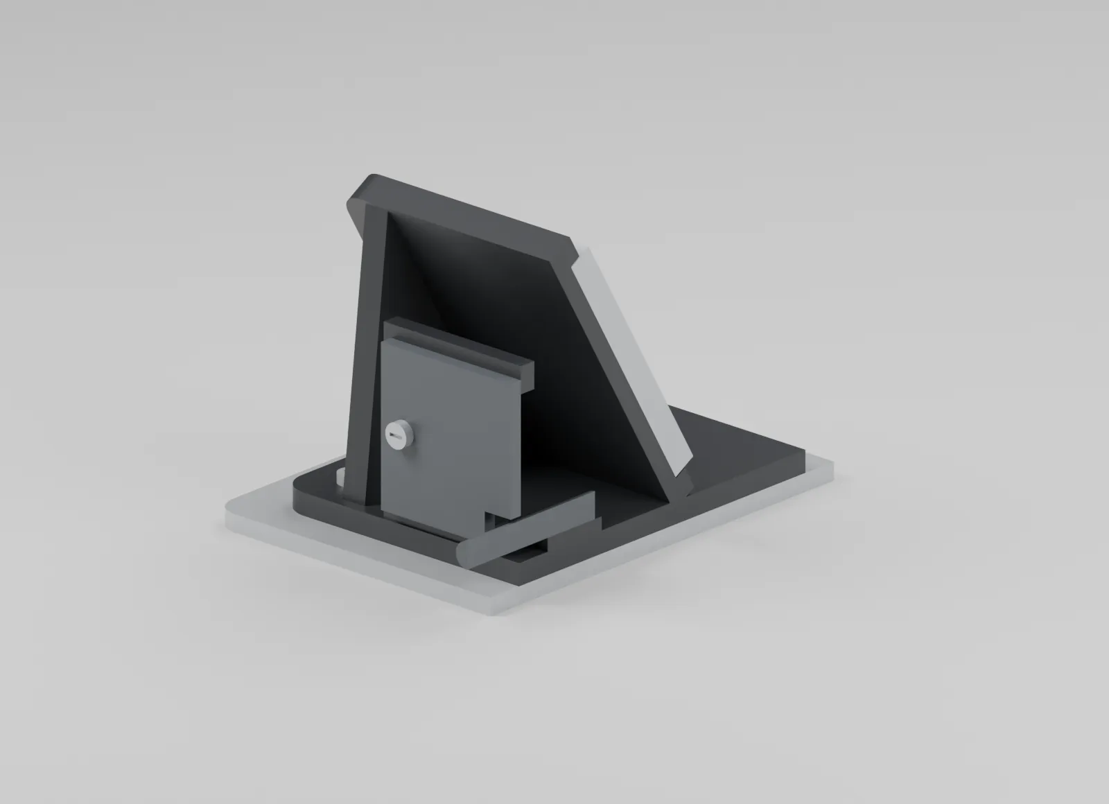 Center section of display stand and cable path