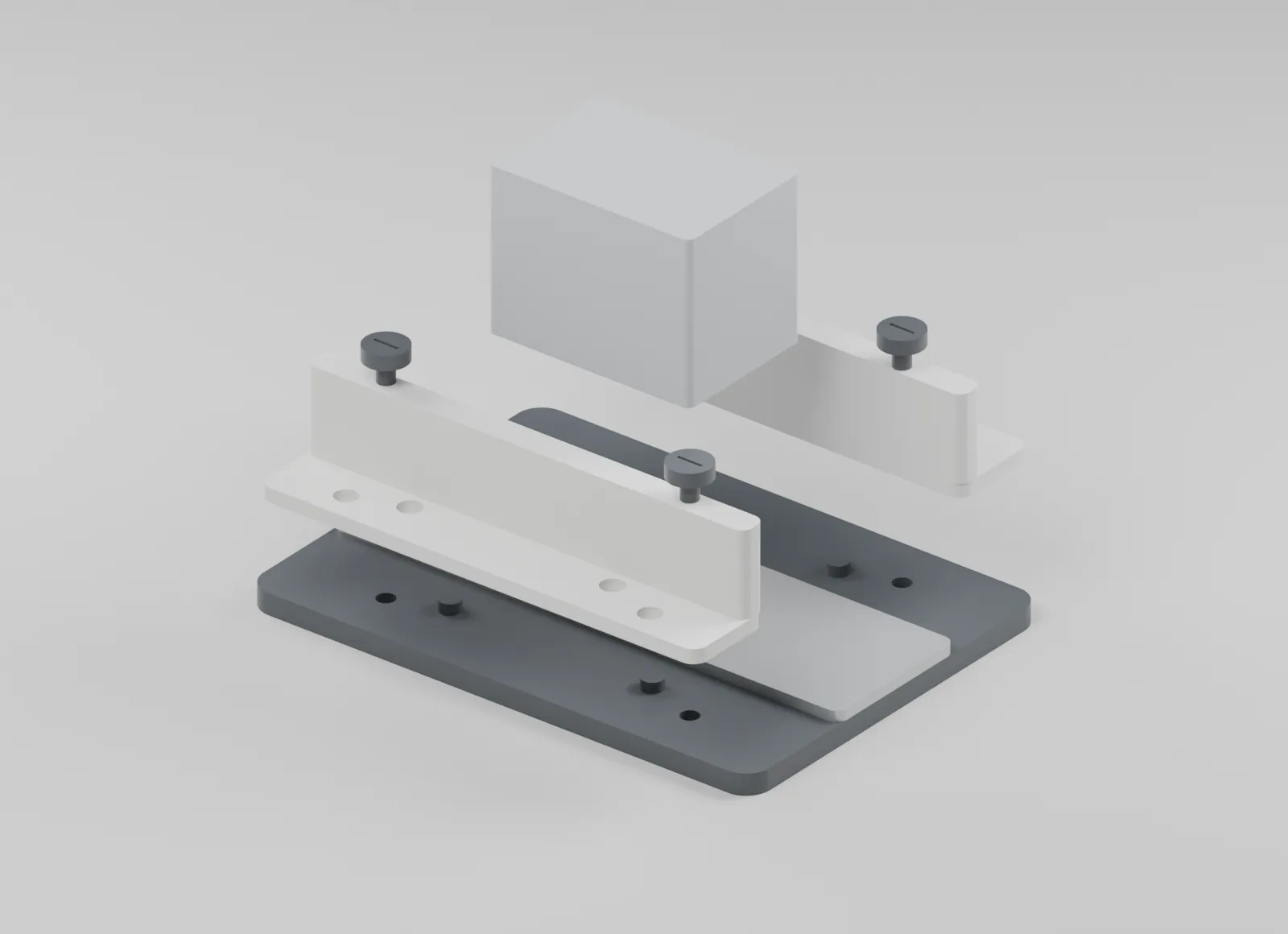 Exploded view of packaging-line guide and changeover interface