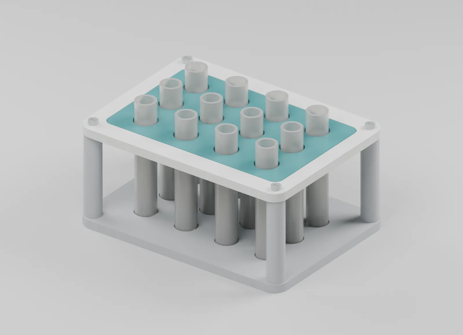 Rack with twelve original inert tube mockups