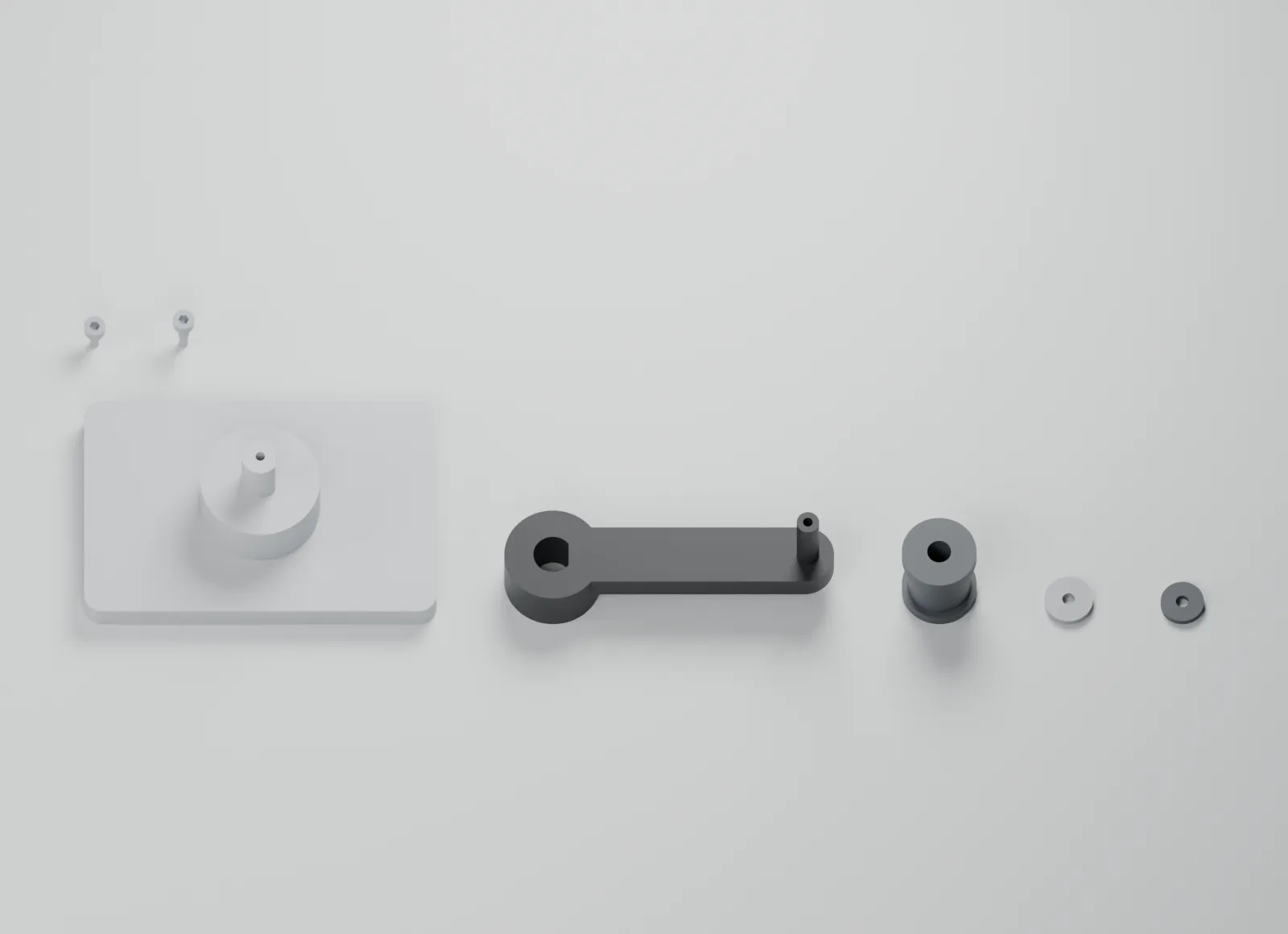 The crank components and reference hardware.