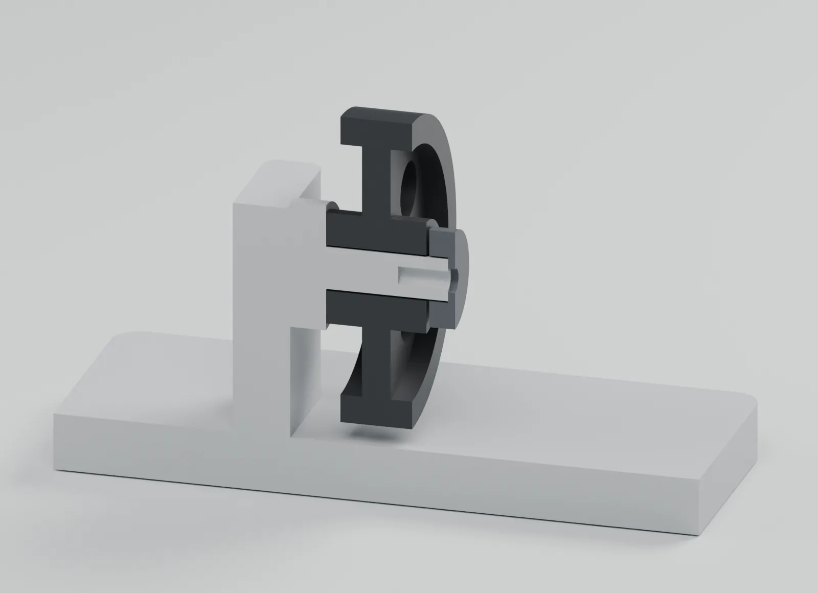 A section through the wheel and axle.