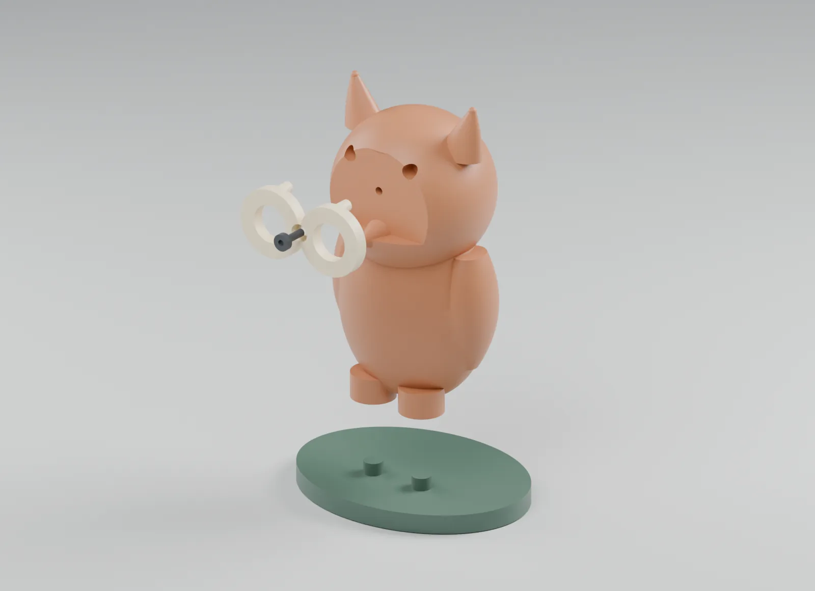 Exploded CAD view of the original owl figurine and its separate components.