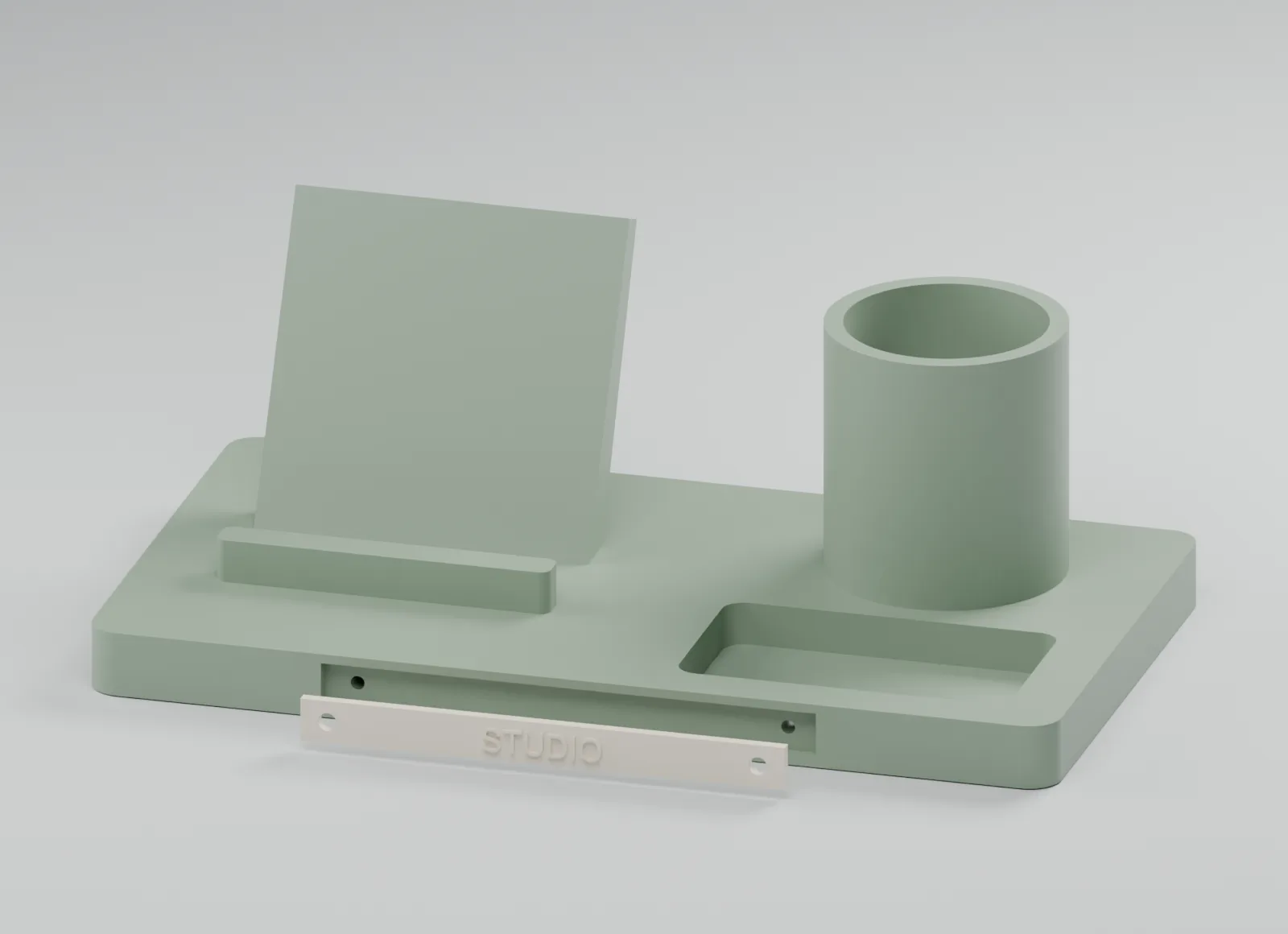 The organizer and removable nameplate.